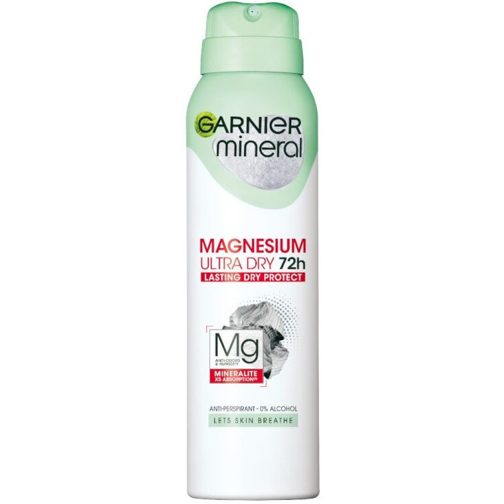 GARNIER MINERAL MAGNESIUM ULTRA DRY 72H део спрей против изпотяване за жени 150 мл
