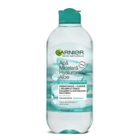 GARNIER SKIN NATURALS Micellar Hyaluronic Aloe Water мицеларна вода за лице с алое вера за всеки тип кожа 400 мл
