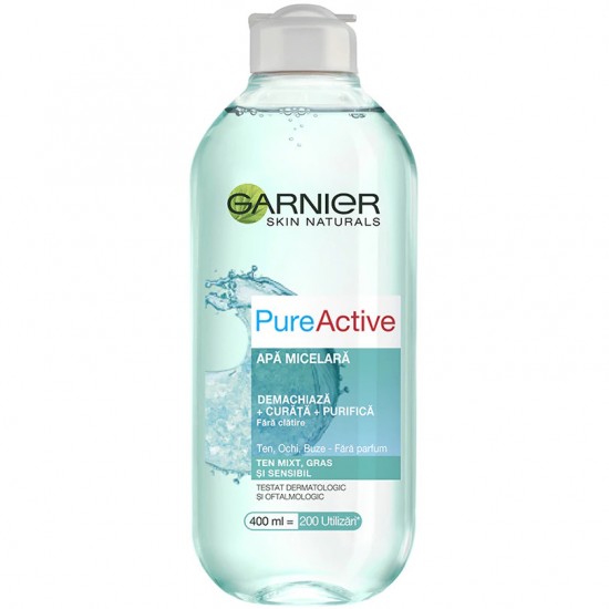 ГАРНИЕ PURE ACTIVE MICELLAR CLEANSING WATER мицеларна вода за лице за смесена кожа 400 мл