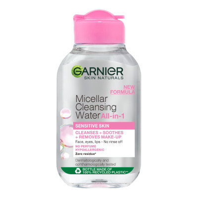ГАРНИЕ SKIN NATURALS MICELLAR CLEANSING WATER ALL IN ONE почистваща мицеларна вода за чувствителна кожа 100 мл
