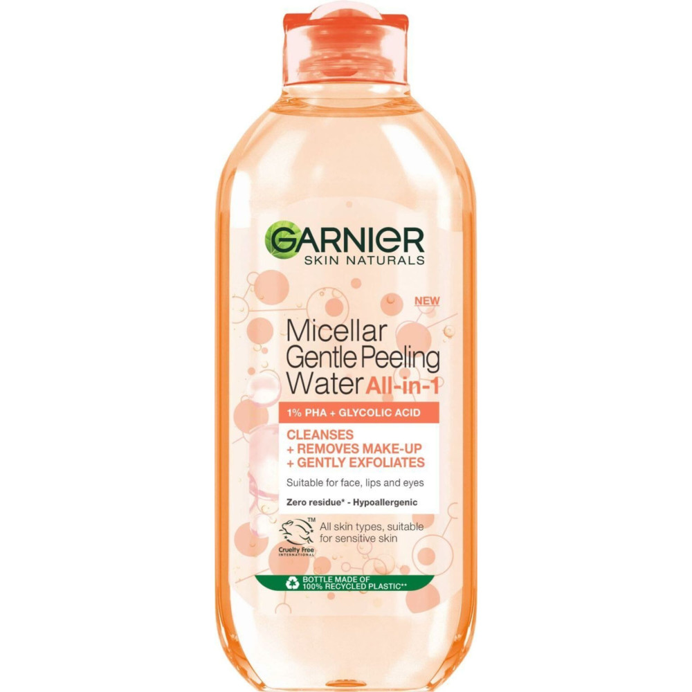 ГАРНИЕ SKIN NATURALS MICELLAR GENTLE PEELING WATER ALL IN ONE мицеларна вода с лек пилинг ефект за всеки тип кожа 400 мл - Грижа за лицето