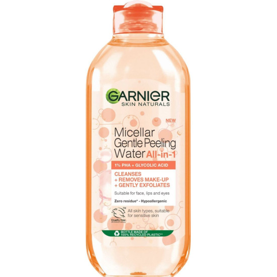 GARNIER SKIN NATURALS Micellar Gentle Peeling Water мицеларна вода с лек пилинг ефект за лице за всеки тип кожа 400 мл
