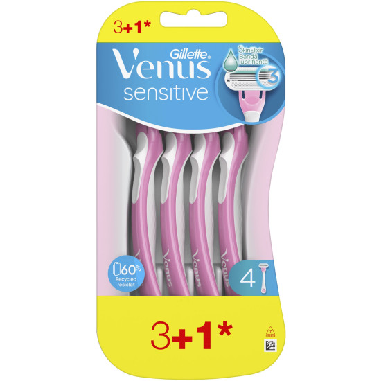 ЖИЛЕТ VENUS 3 SENSITIVE дамска самобръсначка х 3+1 бр | Аптека Феникс