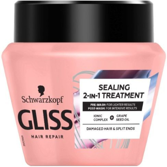 GLISS SPLIT ENDS MIRACLE маска за коса 2в1 с йоннен комплекс и масло от гроздови семки за увредена коса 300 мл