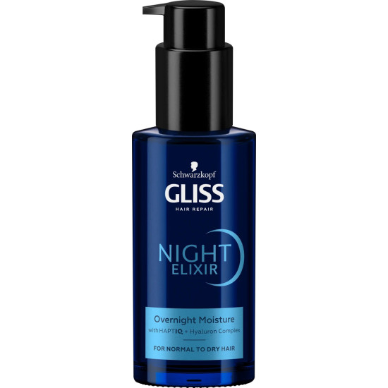 GLISS NIGHT ELIXIR хидратиращ нощен елексир със система HaptIQ + хиалуронов комплекс за нормална до суха коса 100 мл