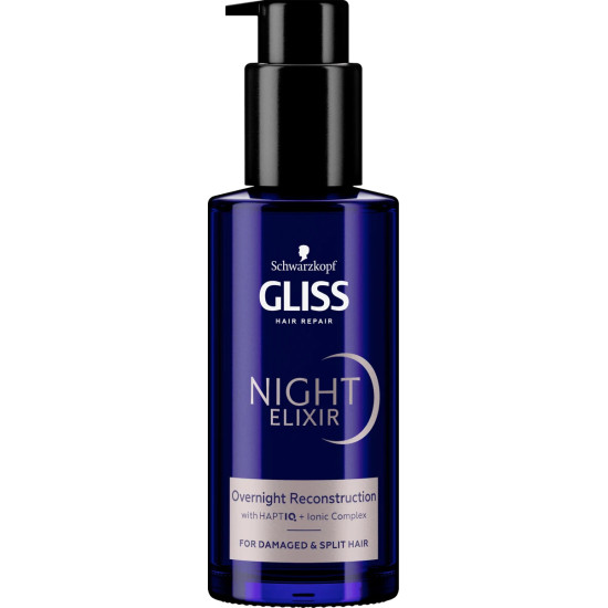GLISS NIGHT ELIXIR обновяващ нощен елексир със система HaptIQ + йонен комплекс за увредена коса с цъфтящи краища 100 мл