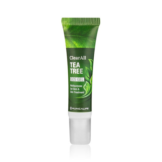 NUNCALIFE CLEAR ALL TEA TREE SOS CARE GEL гел за лице с масло от чаено дърво за изравняване на тена при зачервяване и акне 15 мл