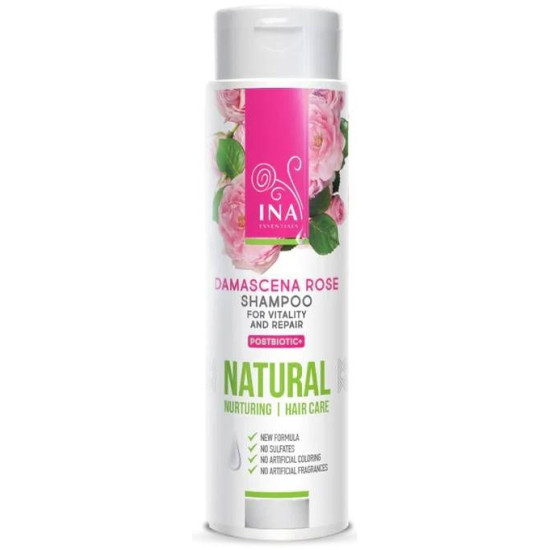 INA ESSENTIALS NATURAL DAMASCENA ROSE натурален шампоан от роза за суха и увредена коса 200 мл