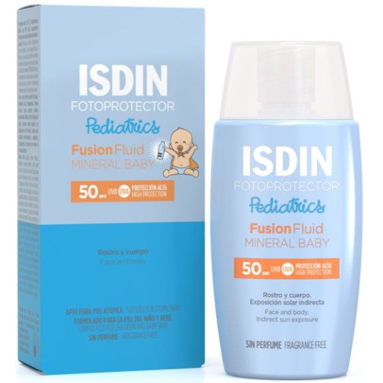 ISDIN FOTOPROTECTOR PEDIATRICS FUSION FLUID MINERAL BABY SPF50 слънцезащитен ФЛУИД ЗА БЕБЕТА за лице и тяло 50 мл