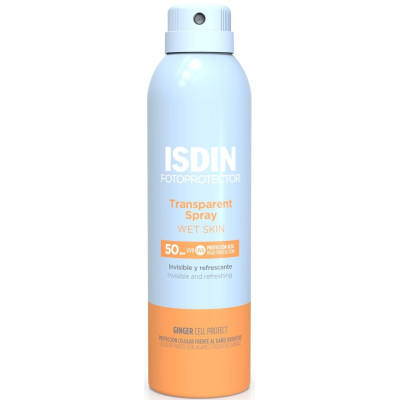 ISDIN FOTOPROTECTOR Transparent Spray WET SKIN SPF50 слънцезащитен спрей за тяло за нанасяне и върху мокра кожа 250 мл