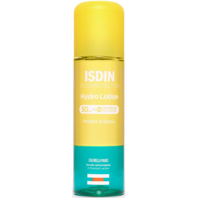 ISDIN FOTOPROTECTOR HYDRO LOTION SPF50 слънцезащитен двуфазен лосион за тяло детоксикиращ за атопична кожа 200 мл