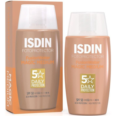 ISDIN FOTOPROTECTOR FUSION WATER MAGIC MEDIUM SPF50 тониран слънцезащитен флуид за лице ултралека текстура за атопична кожа 50мл