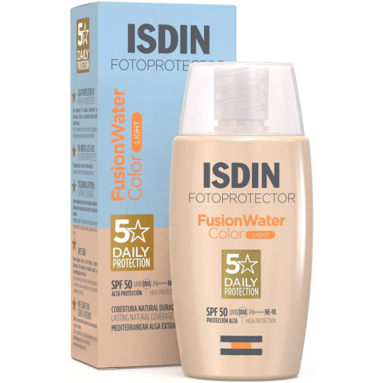 ISDIN FOTOPROTECTOR FUSION WATER COLOR LIGHT SPF50 тониран слънцезащитен флуид за лице ултра лека текстура за атопична кожа 50мл