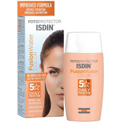 ISDIN FOTOPROTECTOR FUSION WATER COLOR MEDIUM SPF50 тониран слънцезащитен флуид за лице ултралека текстура за атопична кожа 50мл