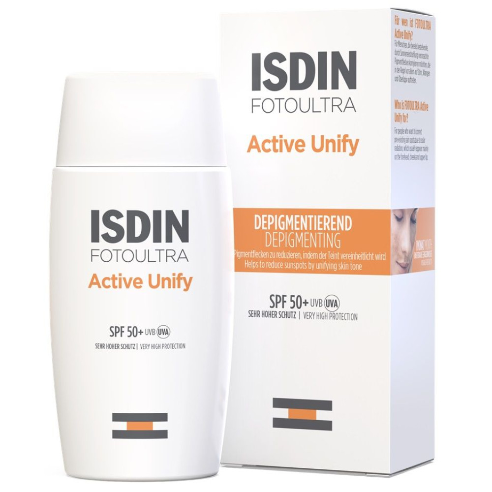 ISDIN FOTOULTRA 100 ACTIVE UNIFY SPF50+ слънцезащитен флуид за лице с депигментиращо действие 50 мл - Слънцезащита ISDIN FOTOULTRA 100 ACTIVE UNIFY SPF50+ слънцезащитен флуид за лице с депигментиращо действие 50 мл - Слънцезащита