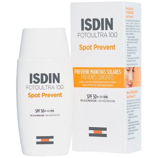ISDIN FOTOULTRA 100 SPOT PREVENT SPF50+ слънцезащитен флуид за лице против поява на пигментни петна 50 мл