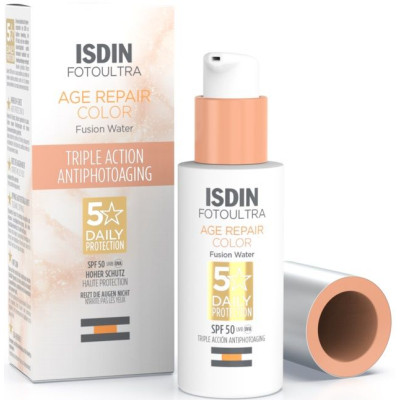 ISDIN FOTOPROTECTOR FUSION WATER MAGIC REPAIR COLOR SPF50 тониран слънцезащитен флуид за лице с тройно действие 50 мл