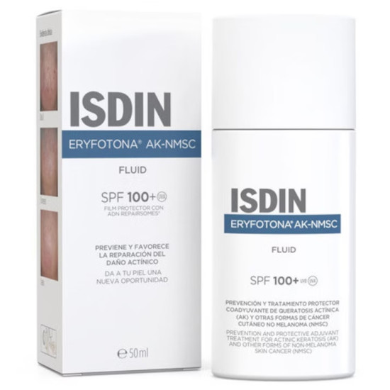 ISDIN ERYFOTONA AK-NMSC SPF100+ слънцезащитен флуид за лице и тяло за предпазване и лечение при актинична кератоза /рак/ 50 мл