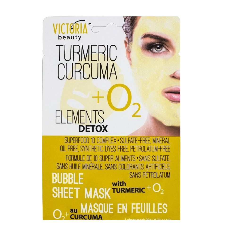 ВИКТОРИЯ БЮТИ ELEMENTS DETOX BUBBLE SHEET MASK почистваща маска за лице с КУРКУМА 20 г - Грижа за лицето