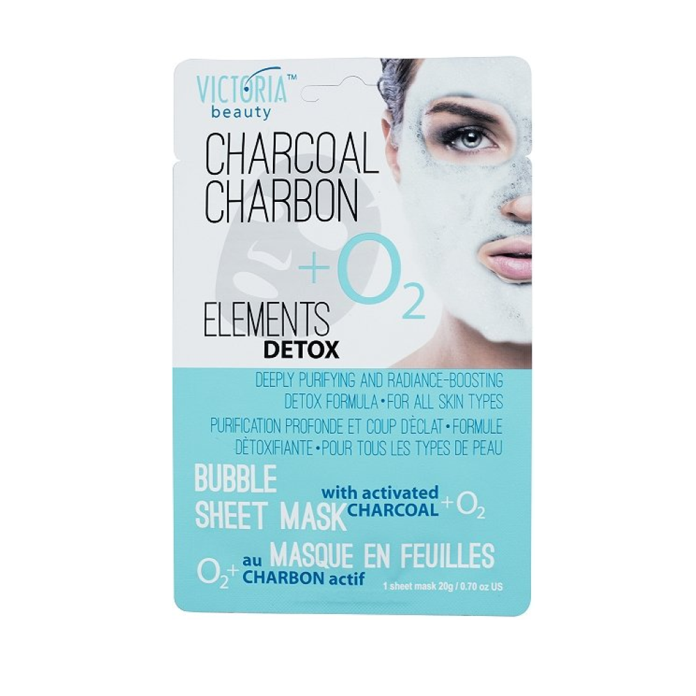 ВИКТОРИЯ БЮТИ ELEMENTS DETOX BUBBLE SHEET MASK почистваща маска за лице с АКТИВЕН ВЪГЛЕН 20 г - Грижа за лицето