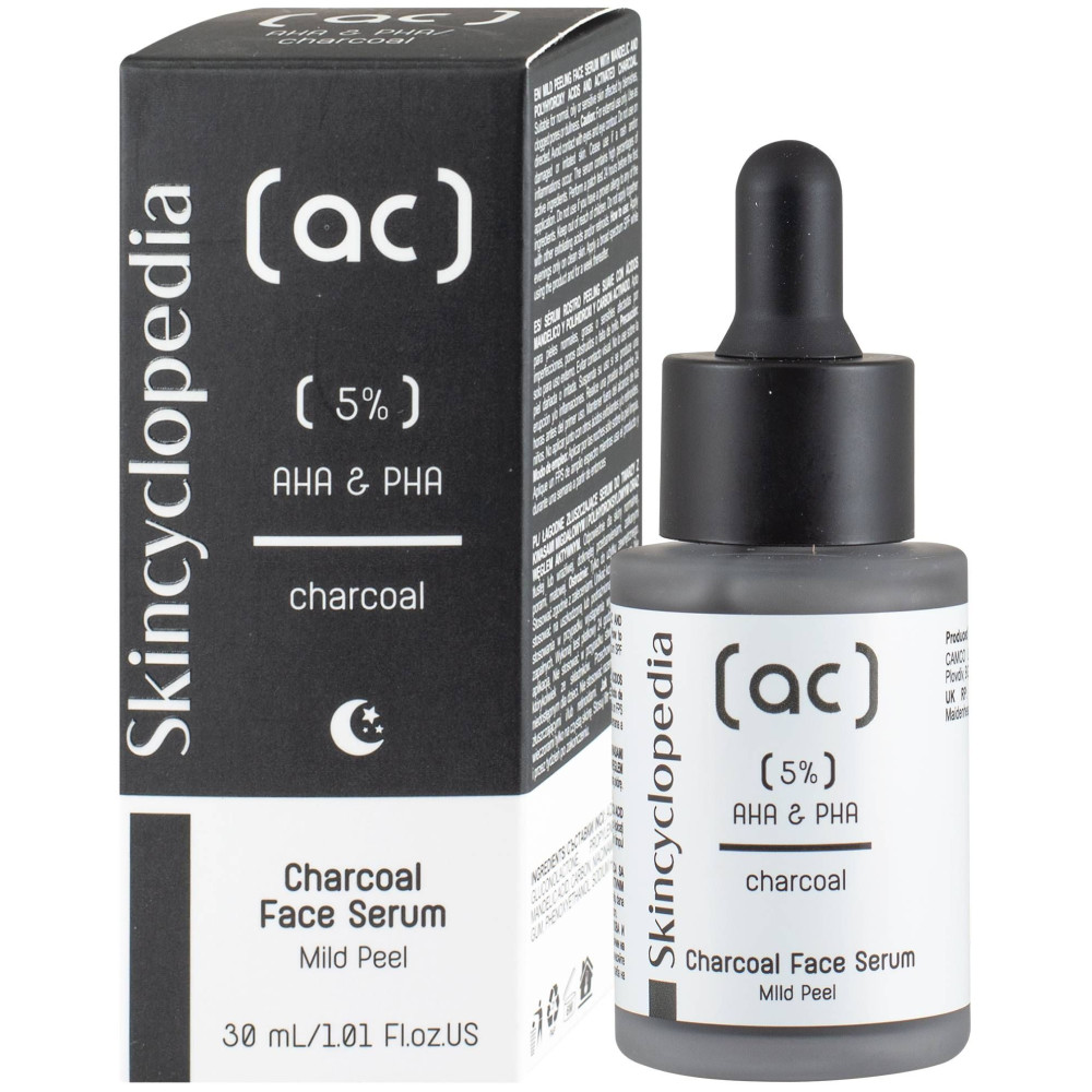 SKINCYCLOPEDIA 5% AHA & PHA FACE SERUM Пилинг серум за лице с АКТИВЕН ВЪГЛЕН, AHA и PHA киселини 30 мл - Грижа за лицето SKINCYCLOPEDIA 5% AHA & PHA FACE SERUM Пилинг серум за лице с АКТИВЕН ВЪГЛЕН, AHA и PHA киселини 30 мл - Грижа за лицето