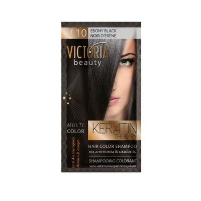 VICTORIA BEAUTY KERATIN THERAPY 10 EBONY BLACK шампоан оцветител с кератин 40 мл