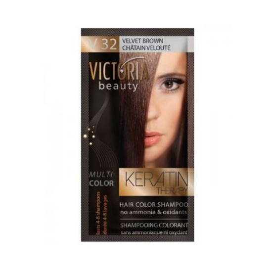 VICTORIA BEAUTY KERATIN THERAPY 32 VELVET BROWN шампоан оцветител с кератин 40 мл