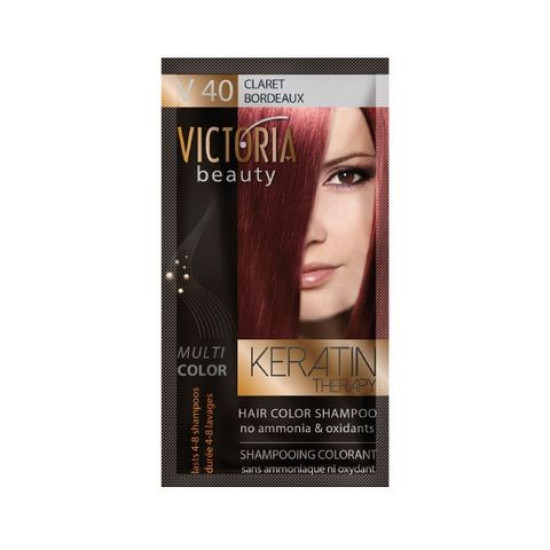 VICTORIA BEAUTY KERATIN THERAPY 40 CLARET BORDEAUX шампоан оцветител с кератин 40 мл