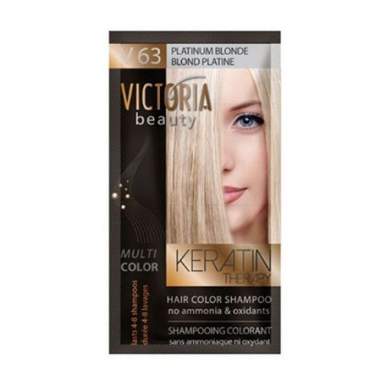 VICTORIA BEAUTY KERATIN THERAPY 63 PLATINUM BLONDE шампоан оцветител с кератин 40 мл