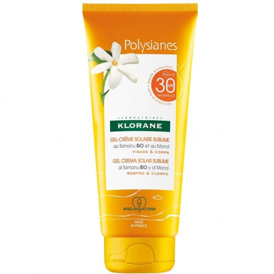 ᐉ КЛОРАН POLYSIANES SUBLIME SPF30+ водоустойчив слънцезащитен крем за лице и тяло с органично масло от таману и монои 200 мл