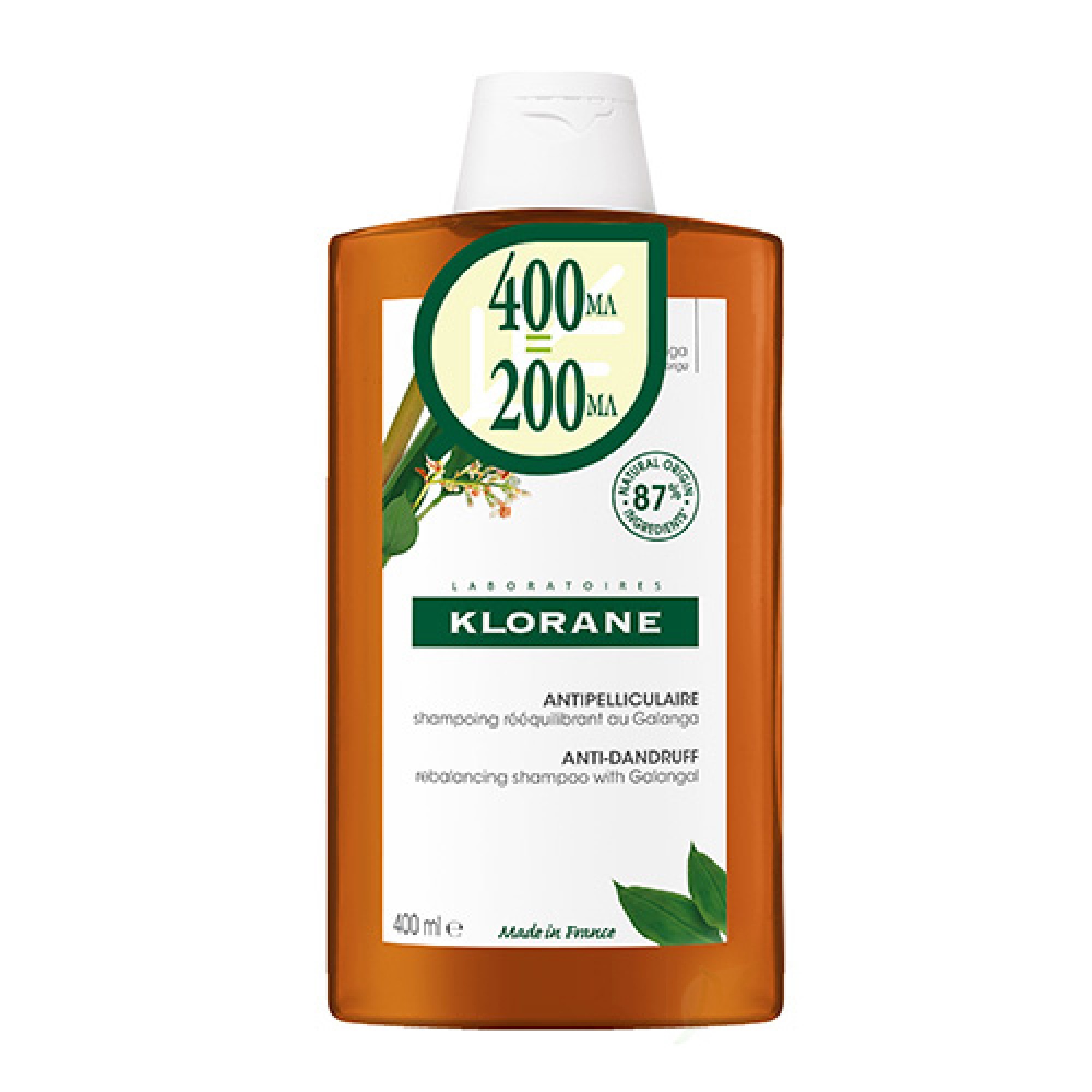 KLORANE ANTI-DANDRUFF SHAMPOO WITH GALANGAL ребалансиращ успокояващ ...