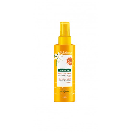 ᐉ КЛОРАН POLYSIANES SUBLIME SPF50+ водоустойчив слънцезащитен спрей за тяло с органично масло от таману и монои 200 мл