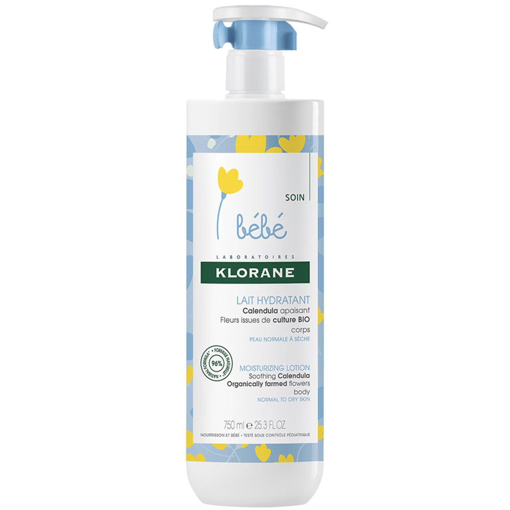 KLORANE BEBE LAIT HYDRATANT MOISTURIZING LOTION хидратиращо мляко за тяло с невен за бебета за нормална към суха кожа 750 мл - Бебешка и детска козметика