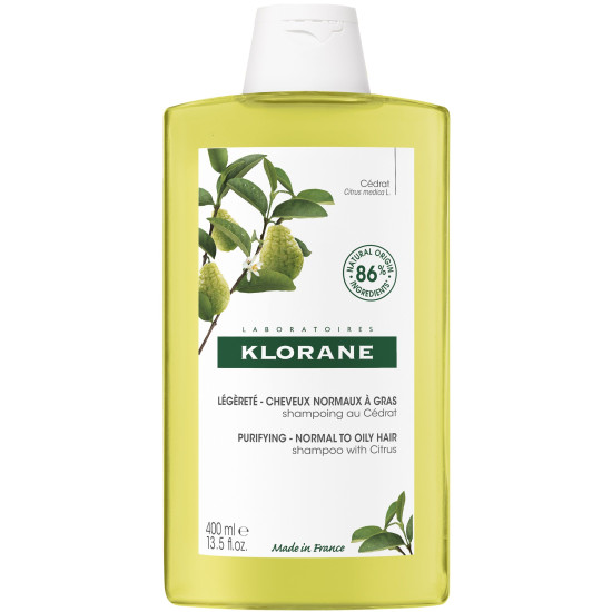KLORANE PURIFYING SHAMPOO WITH CITRUS PULP почистващ шампоан с екстракт от седра за нормална към мазна коса 400 мл