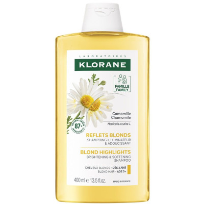 KLORANE SHAMPOO WITH CAMOMILE озаряващ шампоан с екстракт от лайка за руса и изрусена коса 400 мл ПРОМО
