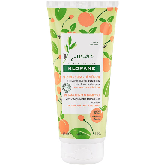 KLORANE JUNIOR DETANGLING SHAMPOO шампоан за лесно разресване с мляко от овес с аромат на праскова за деца над 3 години 200 мл