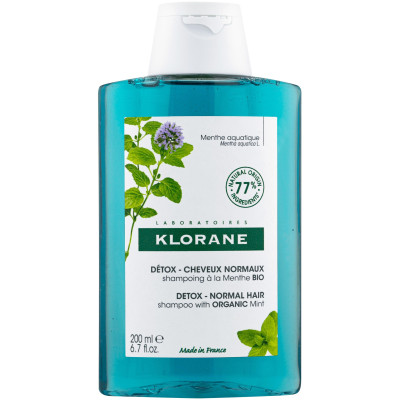 KLORANE DETOX SHAMPOO WITH AQUATIC MINT детоксикиращ шампоан за нормална коса с органична водна мента 200 мл