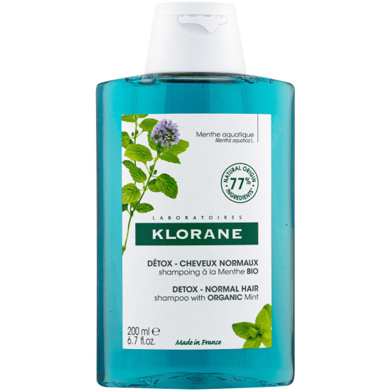 KLORANE DETOX SHAMPOO WITH AQUATIC MINT детоксикиращ шампоан за нормална коса с органична водна мента 200 мл