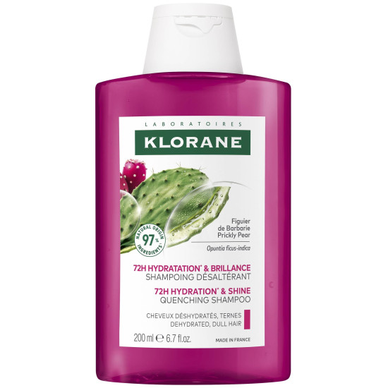 KLORANE 72H HYDRATION & SHINE PRICKLY PEAR шампоан ХИДРАТАЦИЯ И БЛЯСЪК за дехидратирана и безжизнена коса БОДЛИВА КРУША 200 мл