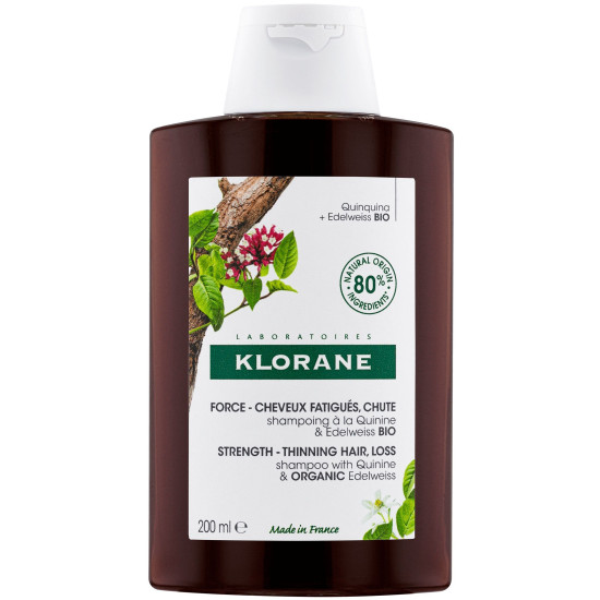 KLORANE SHAMPOO WITH QUININE AND ORGANIC EDELWEISS енергизиращ шампоан против косопад с хинин 200 мл