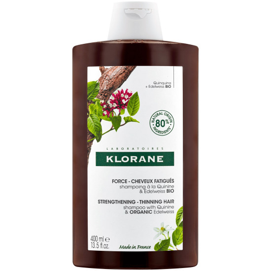 KLORANE SHAMPOO WITH QUININE AND ORGANIC EDELWEISS енергизиращ шампоан против косопад с хинин 400 мл
