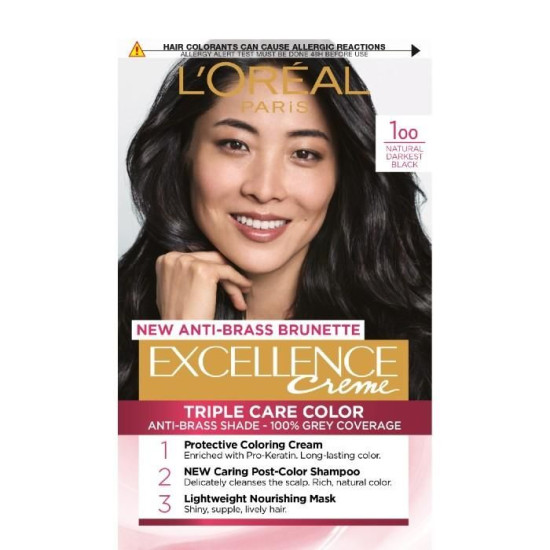 L'OREAL EXCELLENCE CREME боя за коса 100 NATURAL DARKEST BLACK