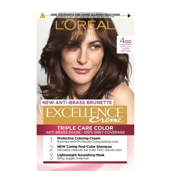 L'OREAL EXCELLENCE CREME боя за коса 400 NATURAL DARK BROWN