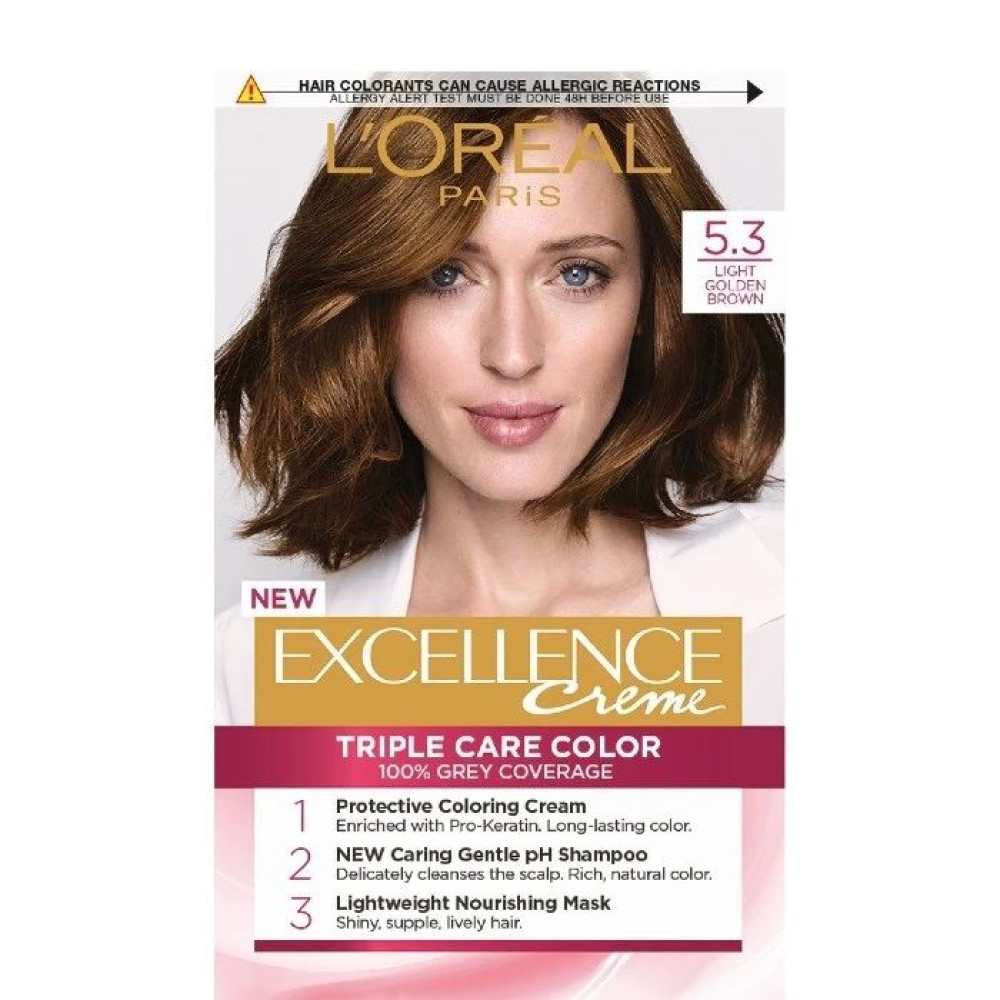 ЛОРЕАЛ EXCELLENCE CREME боя за коса 5.3 - Грижа за косата ЛОРЕАЛ EXCELLENCE CREME боя за коса 5.3 - Грижа за косата