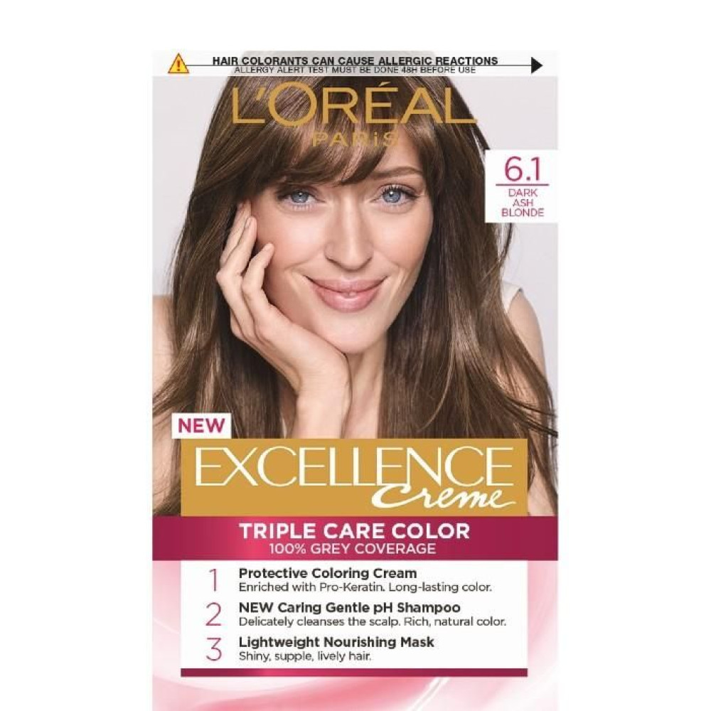 ЛОРЕАЛ EXCELLENCE CREME боя за коса 6.1 - Грижа за косата ЛОРЕАЛ EXCELLENCE CREME боя за коса 6.1 - Грижа за косата