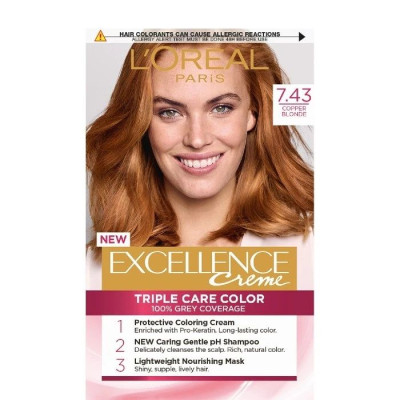 ЛОРЕАЛ EXCELLENCE CREME боя за коса 7.43 COPPER BLONDE