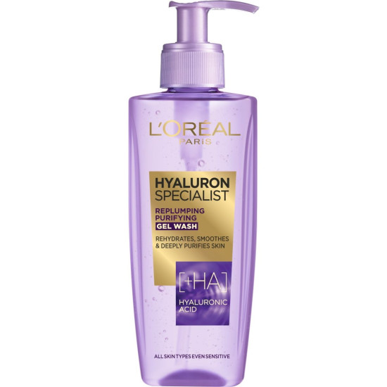 ᐉ ЛОРЕАЛ HYALURON SPECIALIST REPLUMPING + HA почистващ и хидратиращ гел за почистване на лице 200 мл