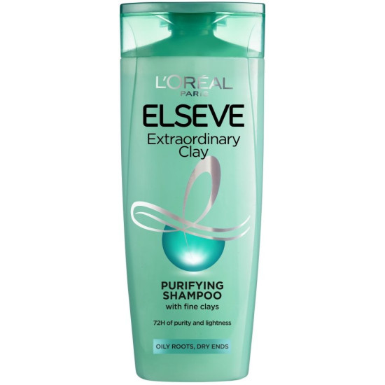 L'OREAL ELSEVE EXTRAORDINARY CLAY ревитализиращ шампоан за бързо омазняваща се коса със сухи краища 400 мл