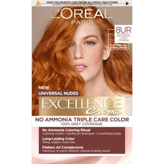 L'OREAL EXCELLENCE CREME БЕЗ АМОНЯК боя за коса 8UR UNIVERSAL RED Light Copper