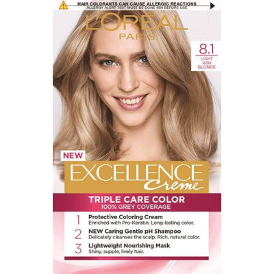 ЛОРЕАЛ EXCELLENCE CREME боя за коса 8.1 LIGHT ASH BLONDE